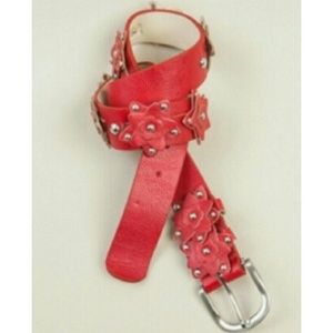 Red Studded Flower Belt